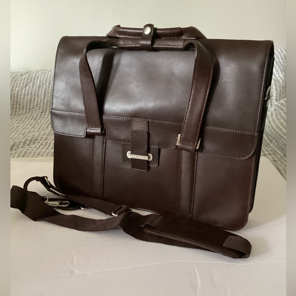 CutterBuck brown leather briefcase BRAND NEW - Picture 1 of 11